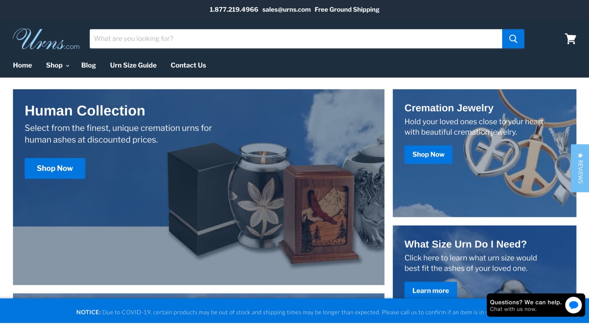 Urns.com por Shopitek